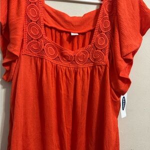 Old Navy Vibrant Orange Crochet Women's Blouse
